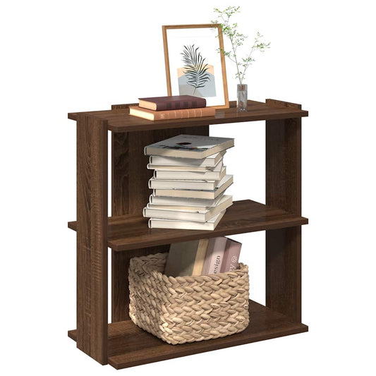 Bookcase 3-Tier Brown Oak 60x30x60 cm Engineered Wood