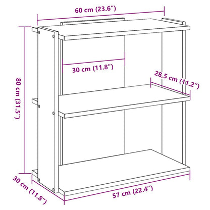 Bookcase 3-Tier Smoked Oak 60x30x80 cm Engineered Wood