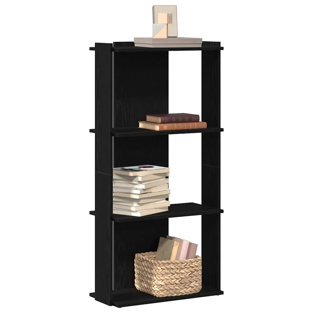 Bookcase 3-Tier Black 60x30x120 cm Engineered Wood