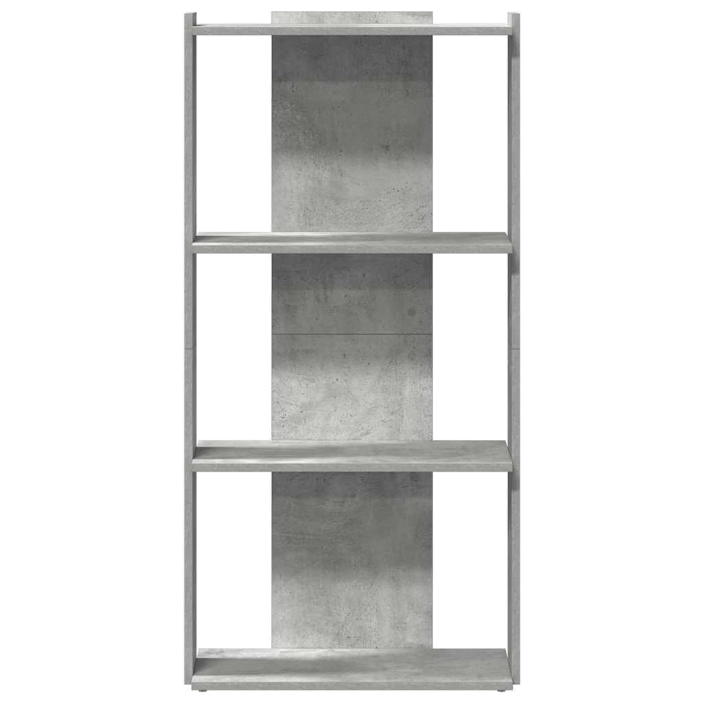 Bookcase 3-Tier Concrete Grey 60x30x120 cm Engineered Wood