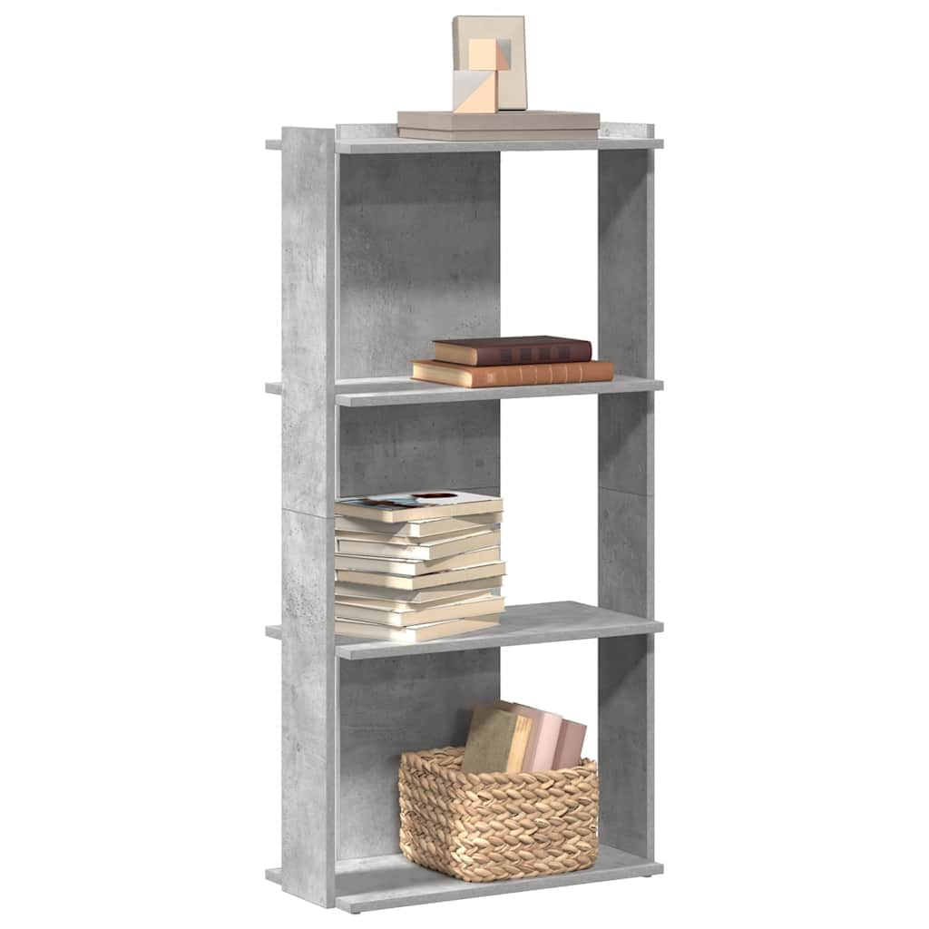 Bookcase 3-Tier Concrete Grey 60x30x120 cm Engineered Wood