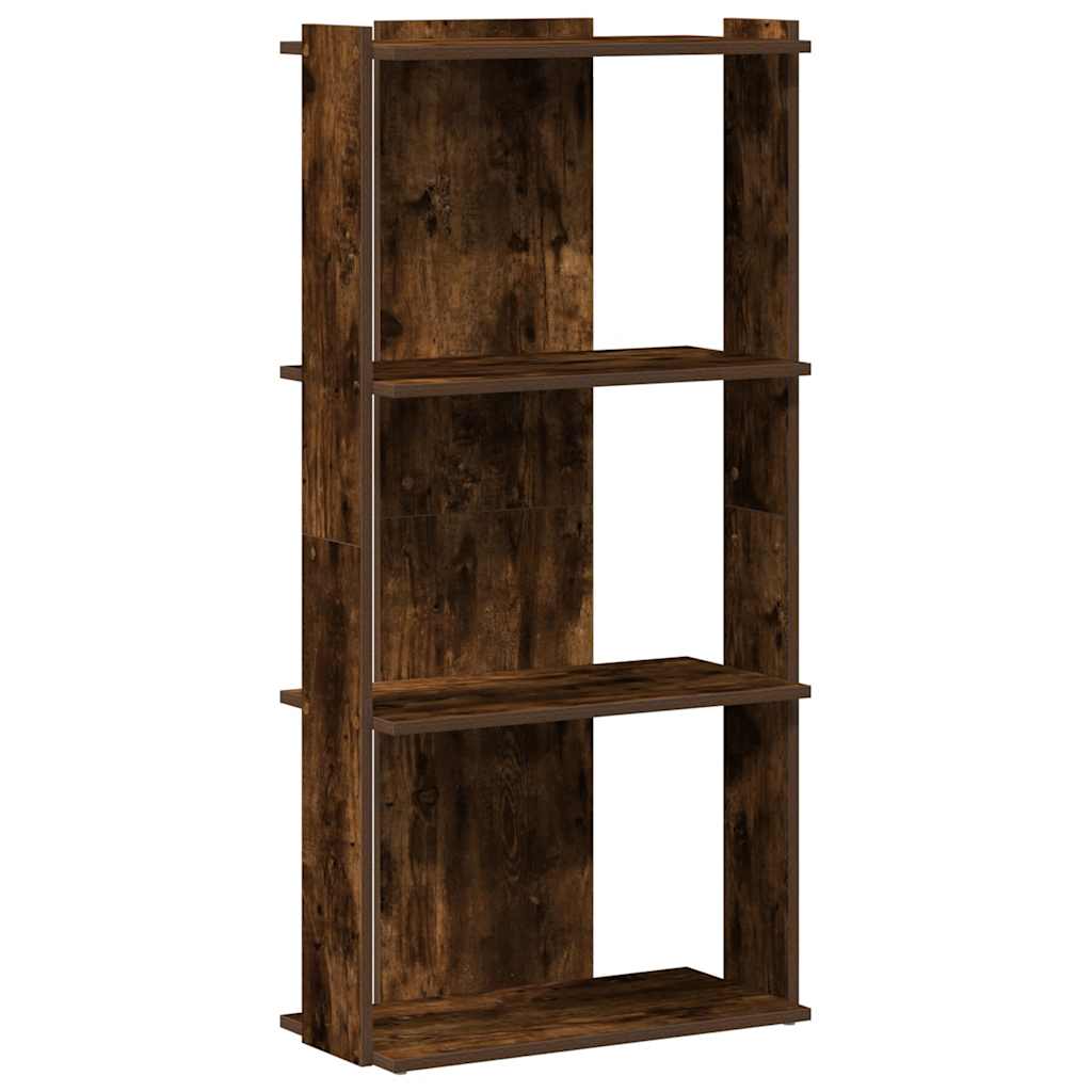 Bookcase 3-Tier Smoked Oak 60x30x120 cm Engineered Wood