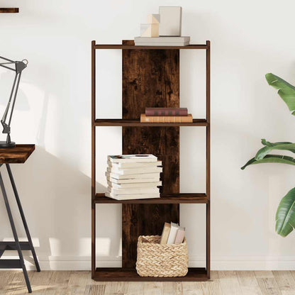 Bookcase 3-Tier Smoked Oak 60x30x120 cm Engineered Wood