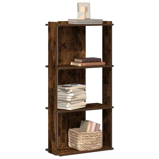 Bookcase 3-Tier Smoked Oak 60x30x120 cm Engineered Wood