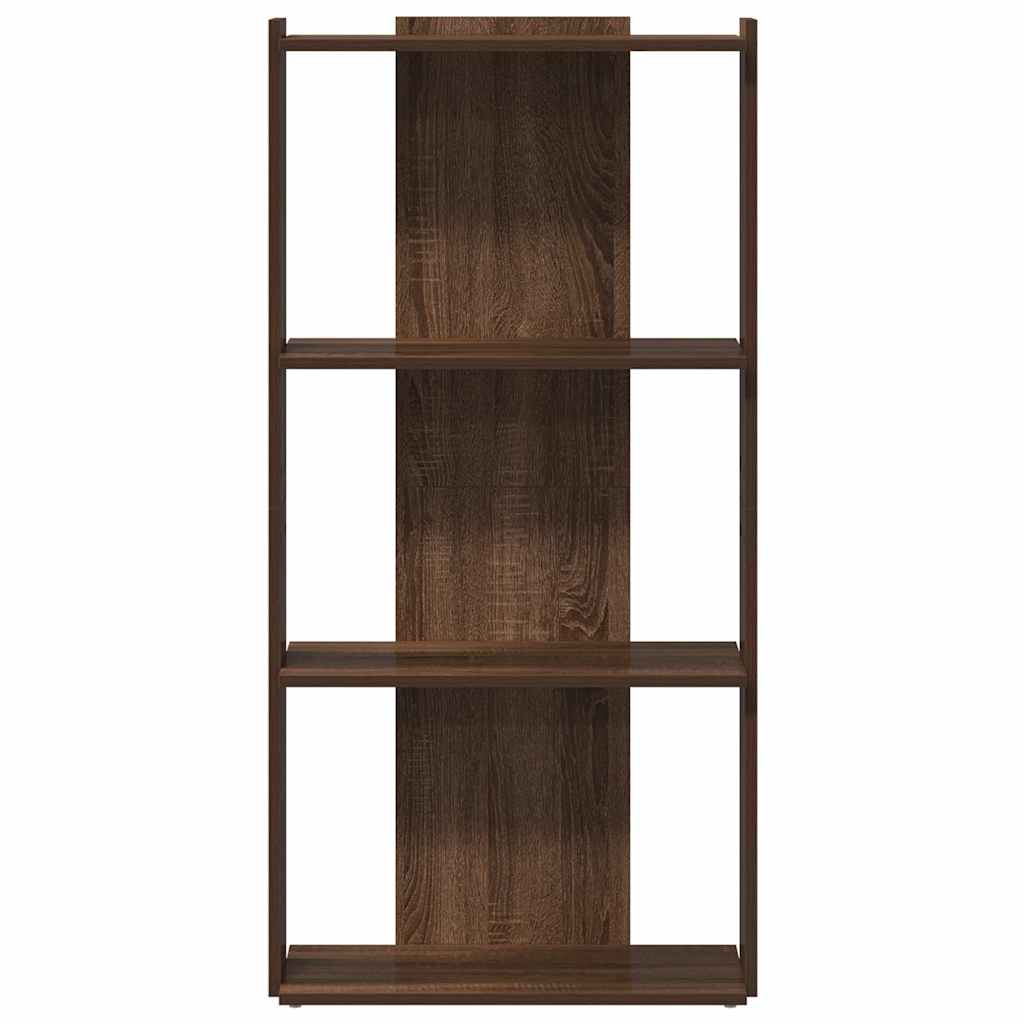 Bookcase 3-Tier Brown Oak 60x30x120 cm Engineered Wood