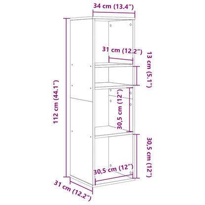 Book Cabinet Sonoma Oak 34x31x112 cm Engineered Wood