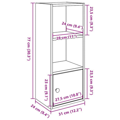 Bookcase Black Oak 31x24x77 cm Engineered Wood