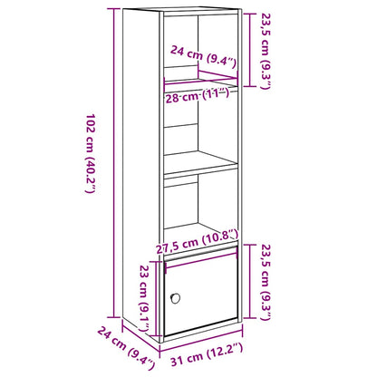 Bookcase White 31x24x102 cm Engineered Wood