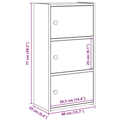 Bookcase White 40x24x77 cm Engineered Wood