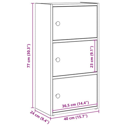 Bookcase Black Oak 40x24x77 cm Engineered Wood