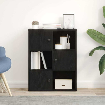 Bookcase Black Oak 60x24x76.5 cm Engineered Wood