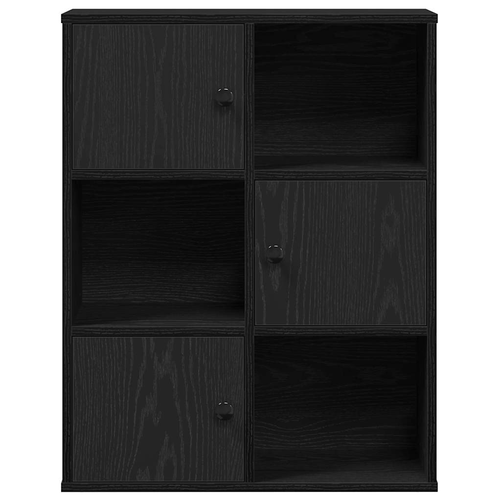 Bookcase Black Oak 60x24x76.5 cm Engineered Wood