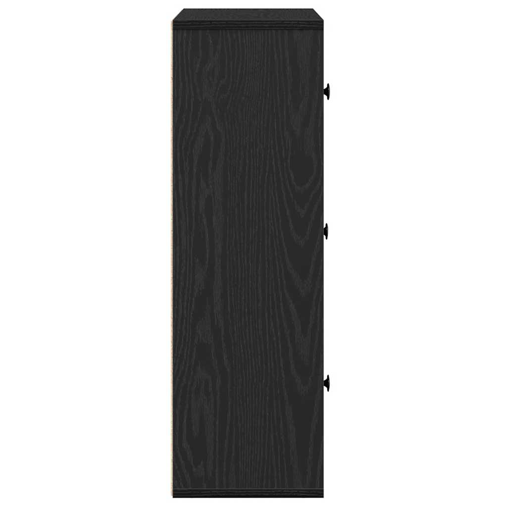 Bookcase Black Oak 60x24x76.5 cm Engineered Wood