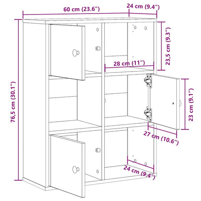 Bookcase Black Oak 60x24x76.5 cm Engineered Wood