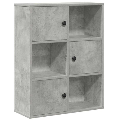 Bookcase Concrete Grey 60x24x76.5 cm Engineered Wood