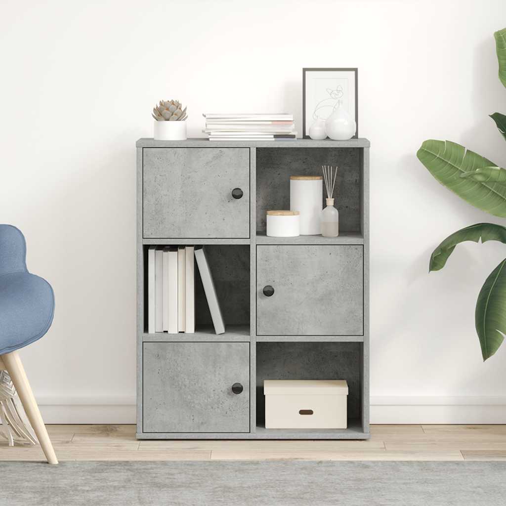 Bookcase Concrete Grey 60x24x76.5 cm Engineered Wood