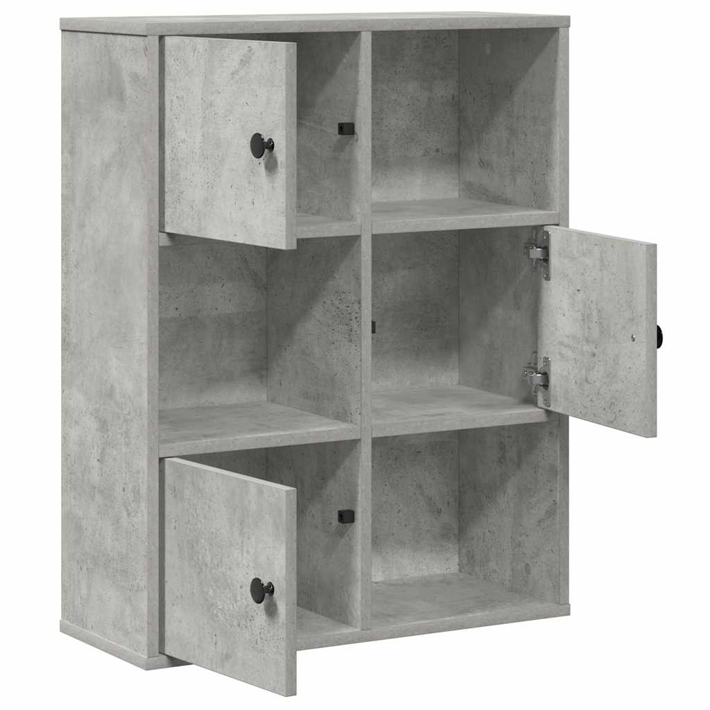 Bookcase Concrete Grey 60x24x76.5 cm Engineered Wood