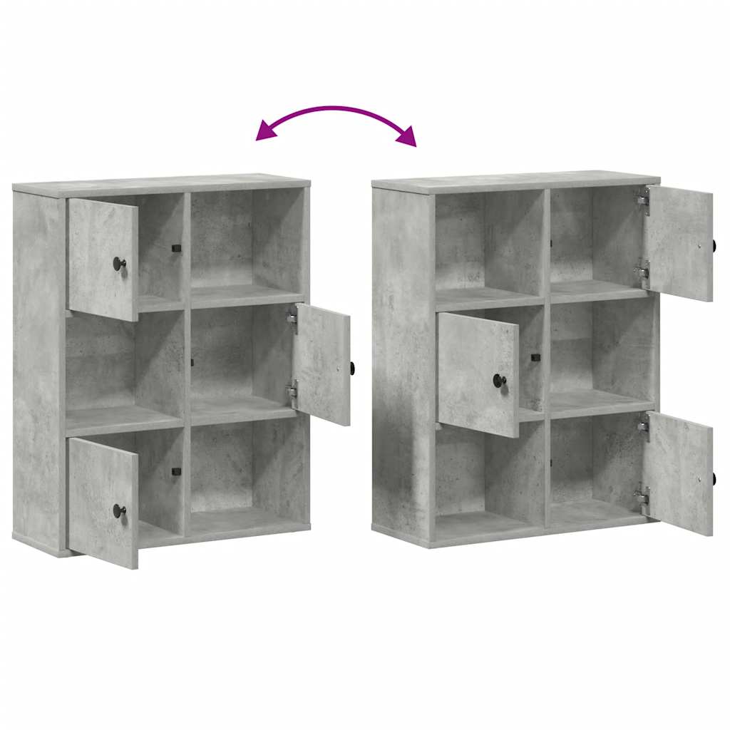 Bookcase Concrete Grey 60x24x76.5 cm Engineered Wood