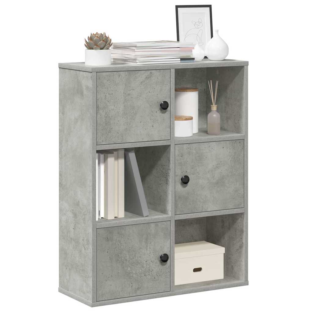 Bookcase Concrete Grey 60x24x76.5 cm Engineered Wood