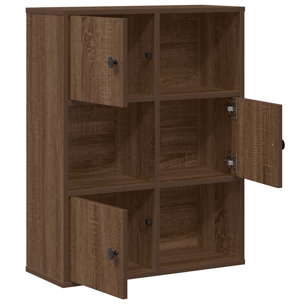 Bookcase Brown Oak 60x24x76.5 cm Engineered Wood