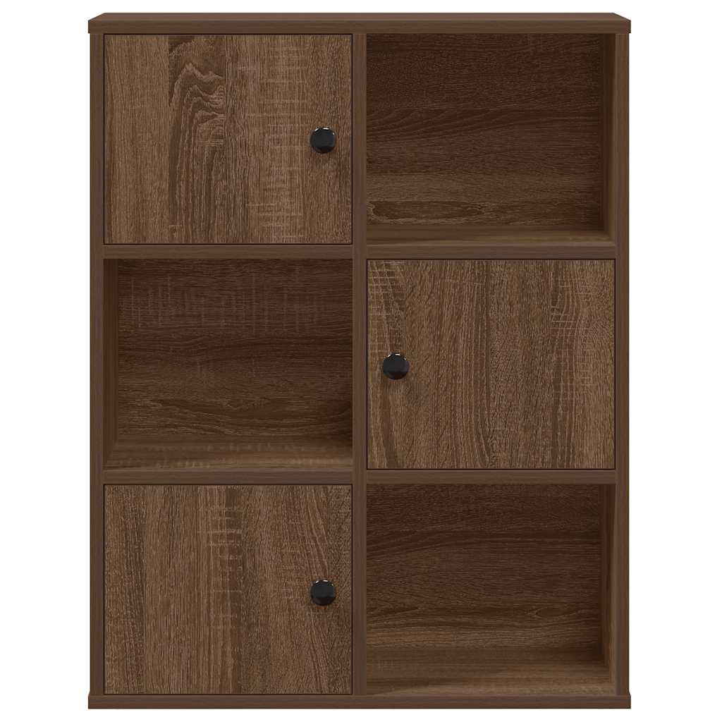 Bookcase Brown Oak 60x24x76.5 cm Engineered Wood