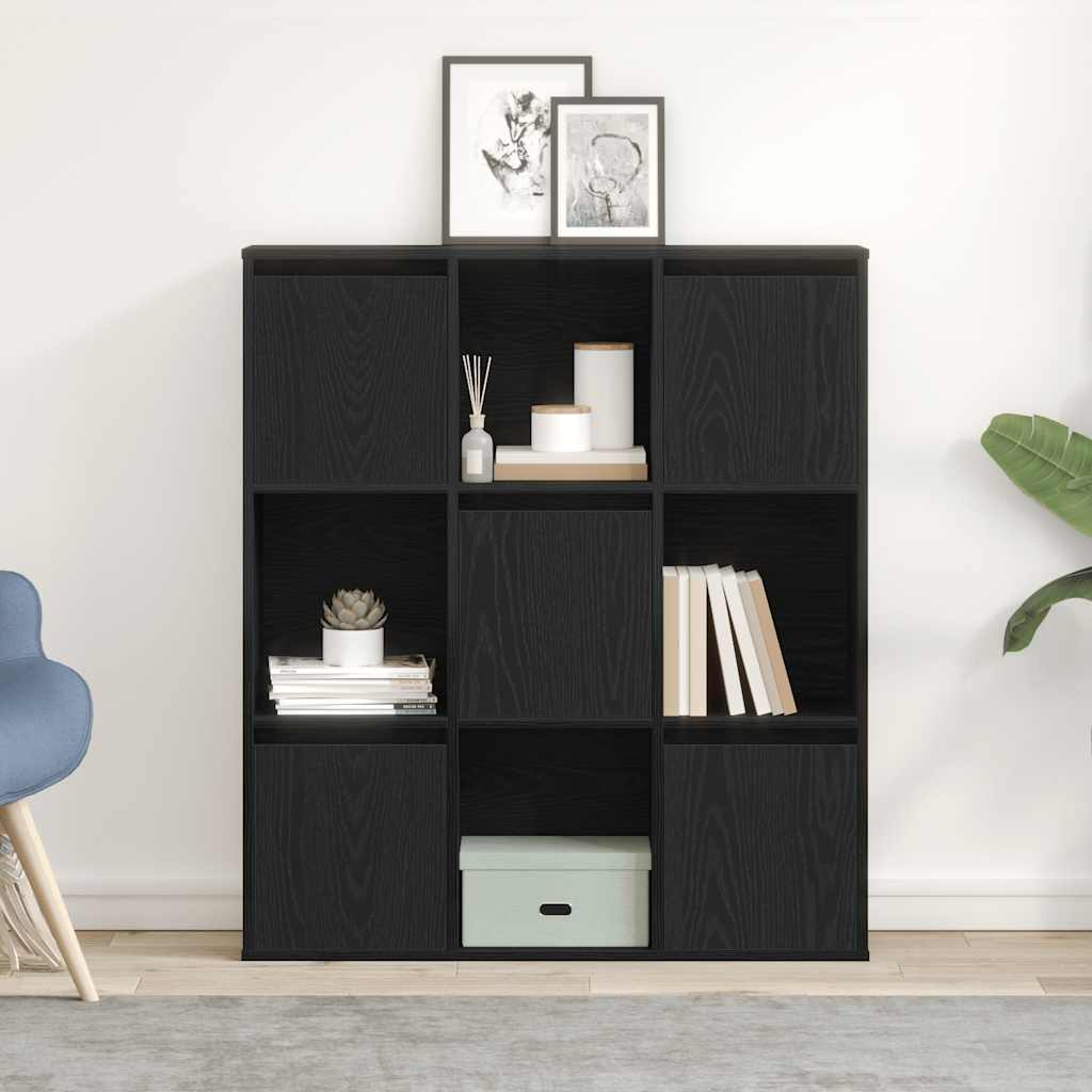 Bookcase Black Oak 89x24x101.5 cm Engineered Wood