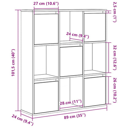 Bookcase Black Oak 89x24x101.5 cm Engineered Wood