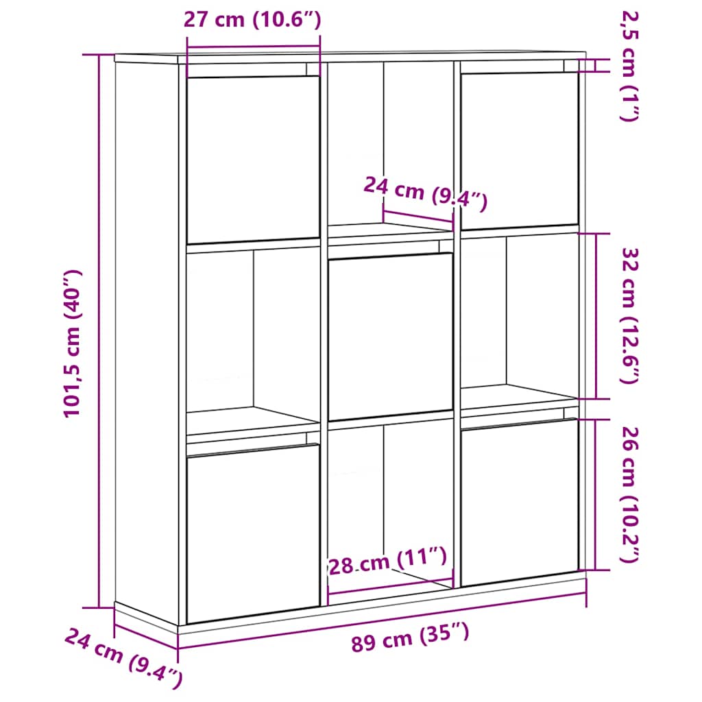 Bookcase Smoked Oak 89x24x101.5 cm Engineered Wood