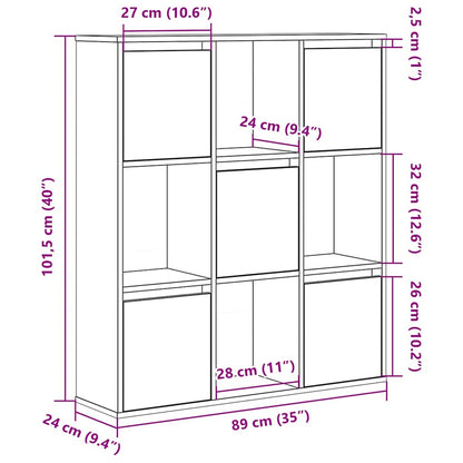 Bookcase Smoked Oak 89x24x101.5 cm Engineered Wood