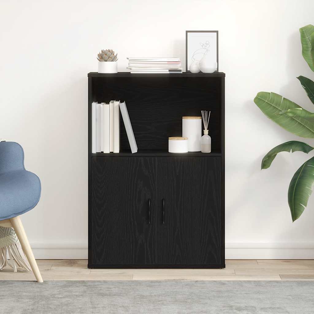 Bookcase Black Oak 60x24x85 cm Engineered Wood