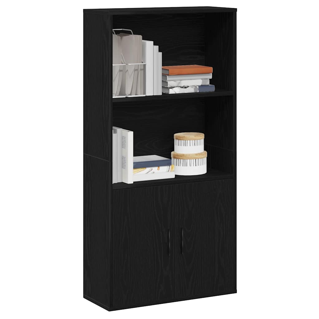 Bookcase Black Oak 60x24x120 cm Engineered Wood