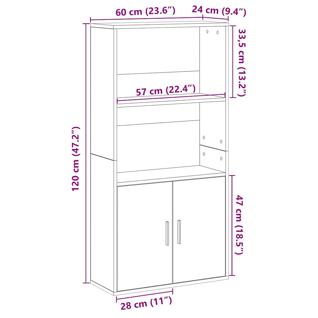 Bookcase Concrete Grey 60x24x120 cm Engineered Wood