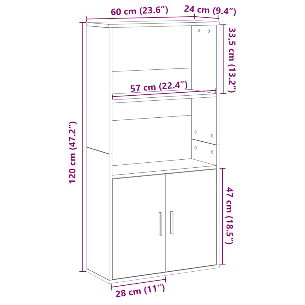 Bookcase Brown Oak 60x24x120 cm Engineered Wood