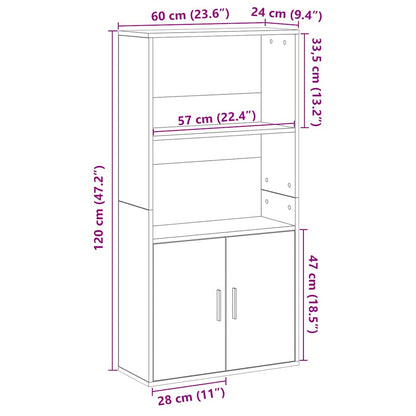 Bookcase Brown Oak 60x24x120 cm Engineered Wood