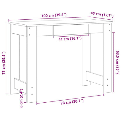 Desk Black 100x45x75 cm Engineered Wood