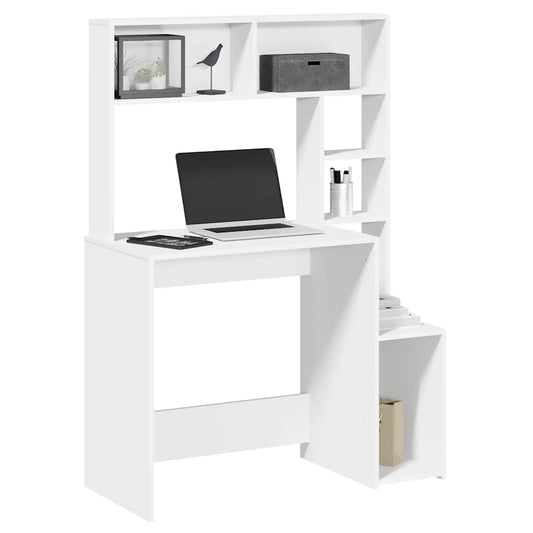 Desk with Shelves White 100x45x140 cm Engineered Wood