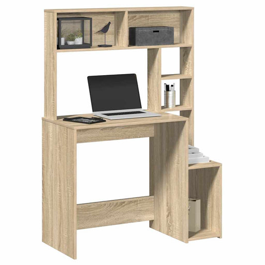 Desk with Shelves Sonoma Oak 100x45x140 cm Engineered Wood