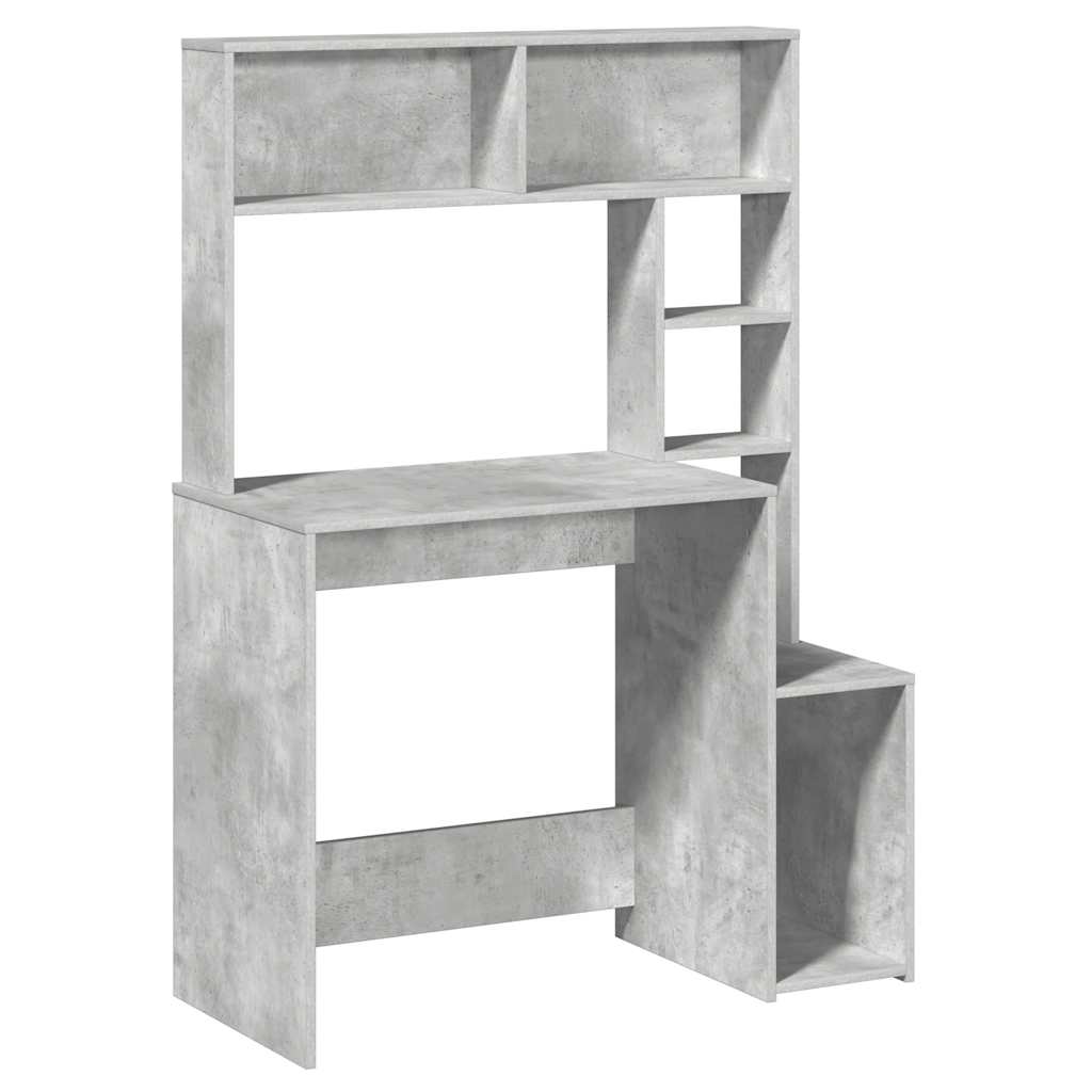 Desk with Shelves Concrete Grey 100x45x140 cm Engineered Wood