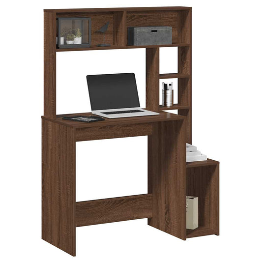 Desk with Shelves Brown Oak 100x45x140 cm Engineered Wood