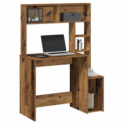 Desk with Shelves Old Wood 100x45x140 cm Engineered Wood