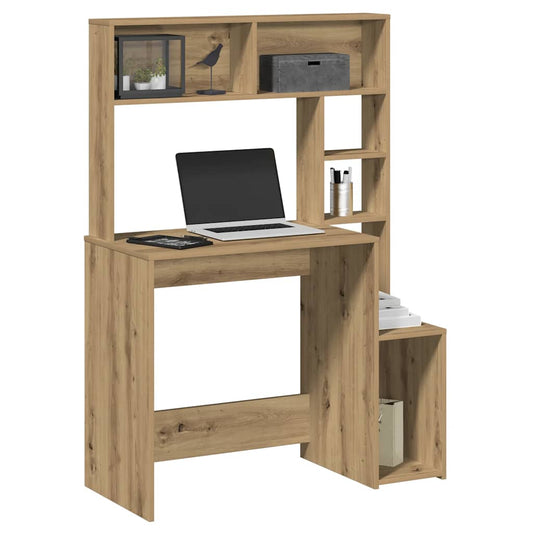 Desk with Shelves Artisan Oak 100x45x140 cm Engineered Wood