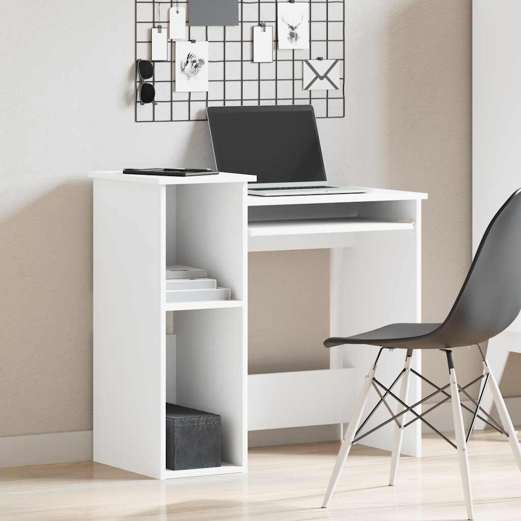 Desk with Shelves White 84x40x78 cm Engineered Wood