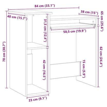 Desk with Shelves White 84x40x78 cm Engineered Wood