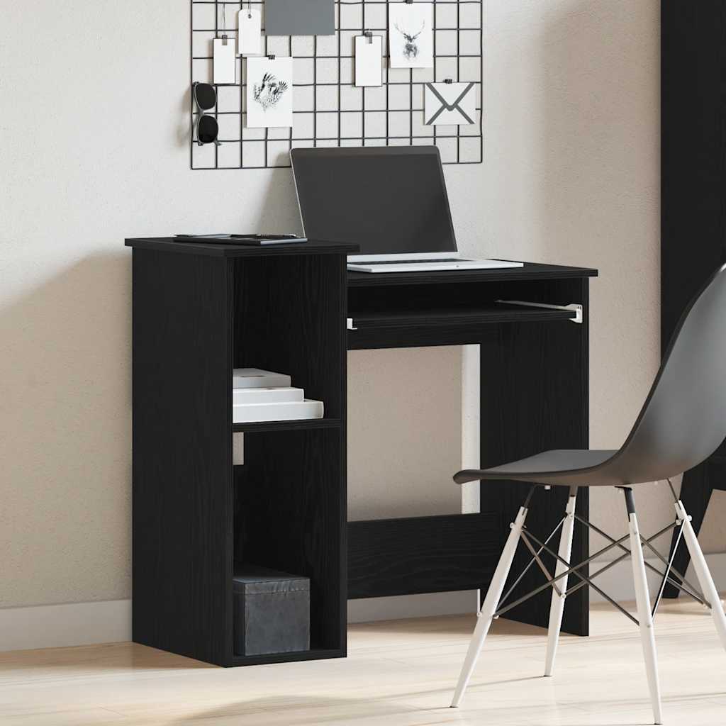 Desk with Shelves Black 84x40x78 cm Engineered Wood