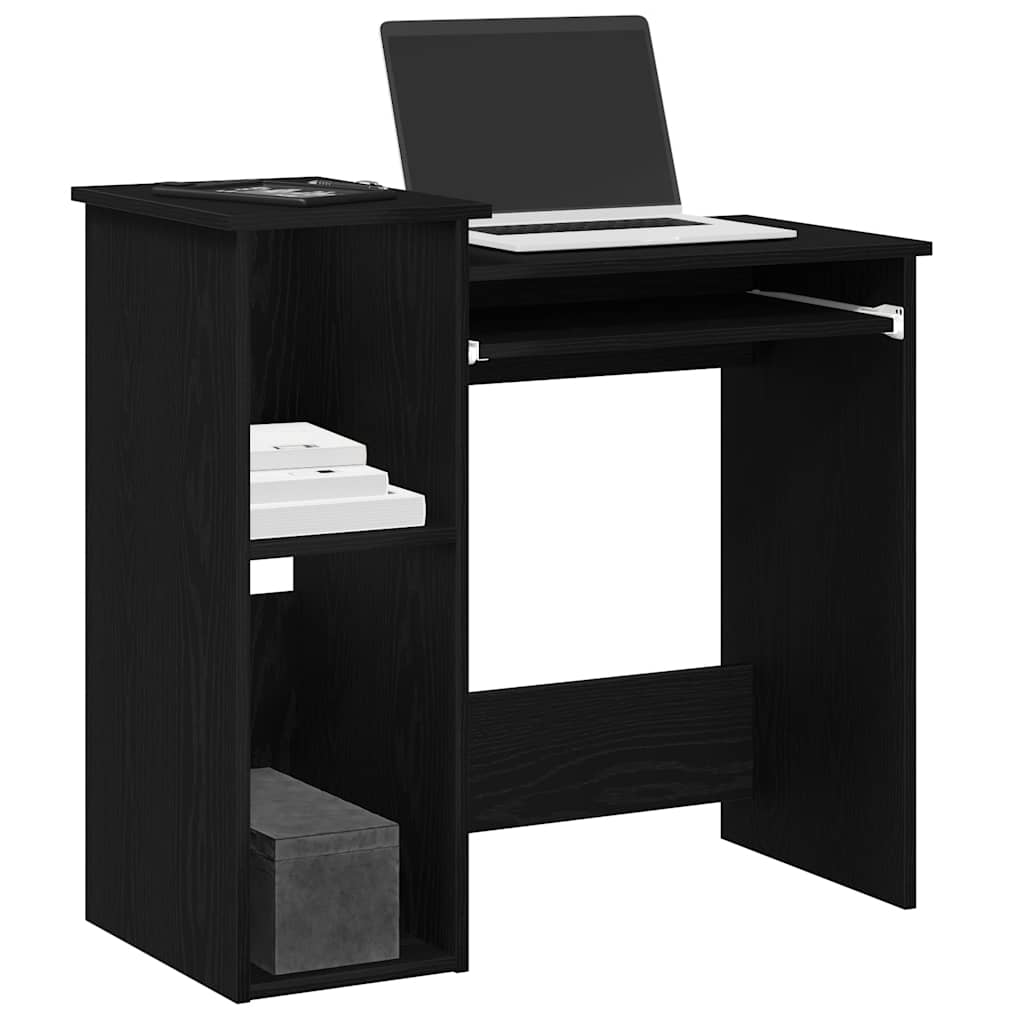 Desk with Shelves Black 84x40x78 cm Engineered Wood