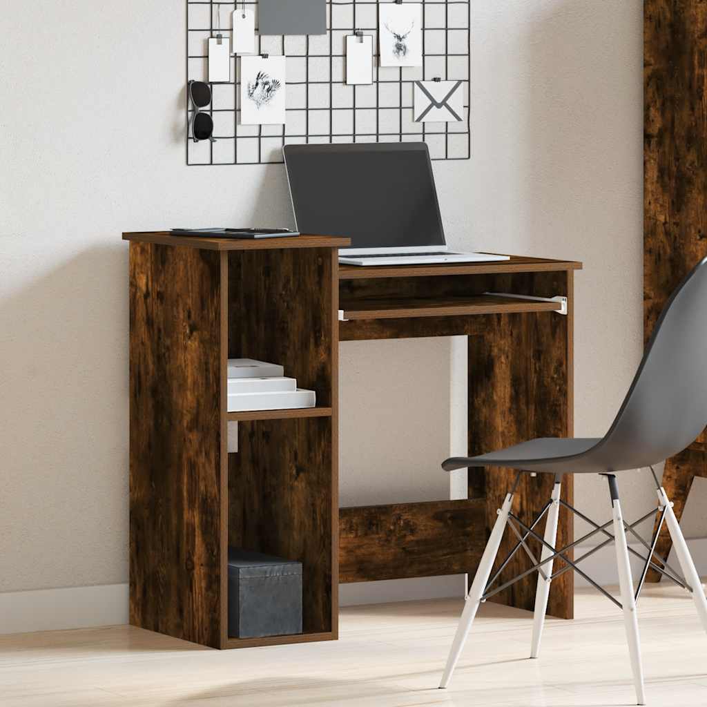 Desk with Shelves Smoked Oak 84x40x78 cm Engineered Wood