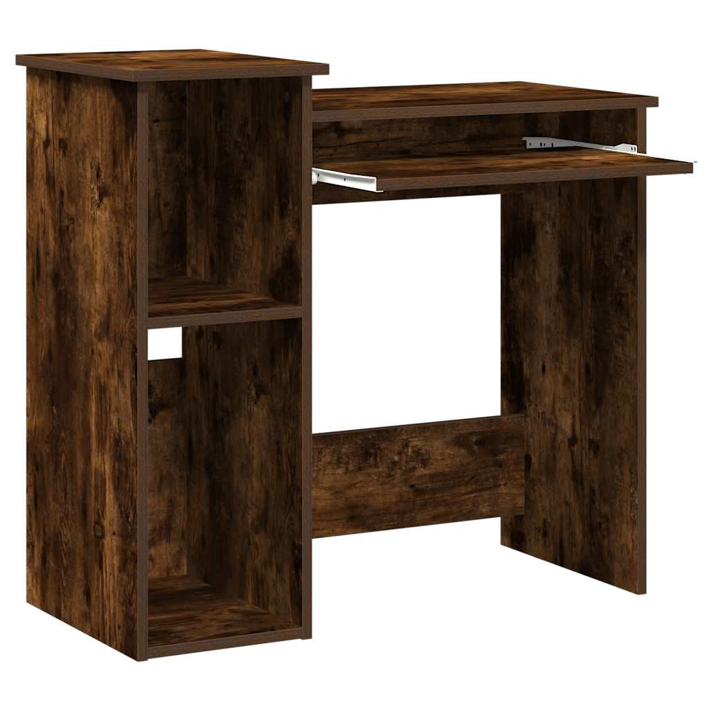 Desk with Shelves Smoked Oak 84x40x78 cm Engineered Wood