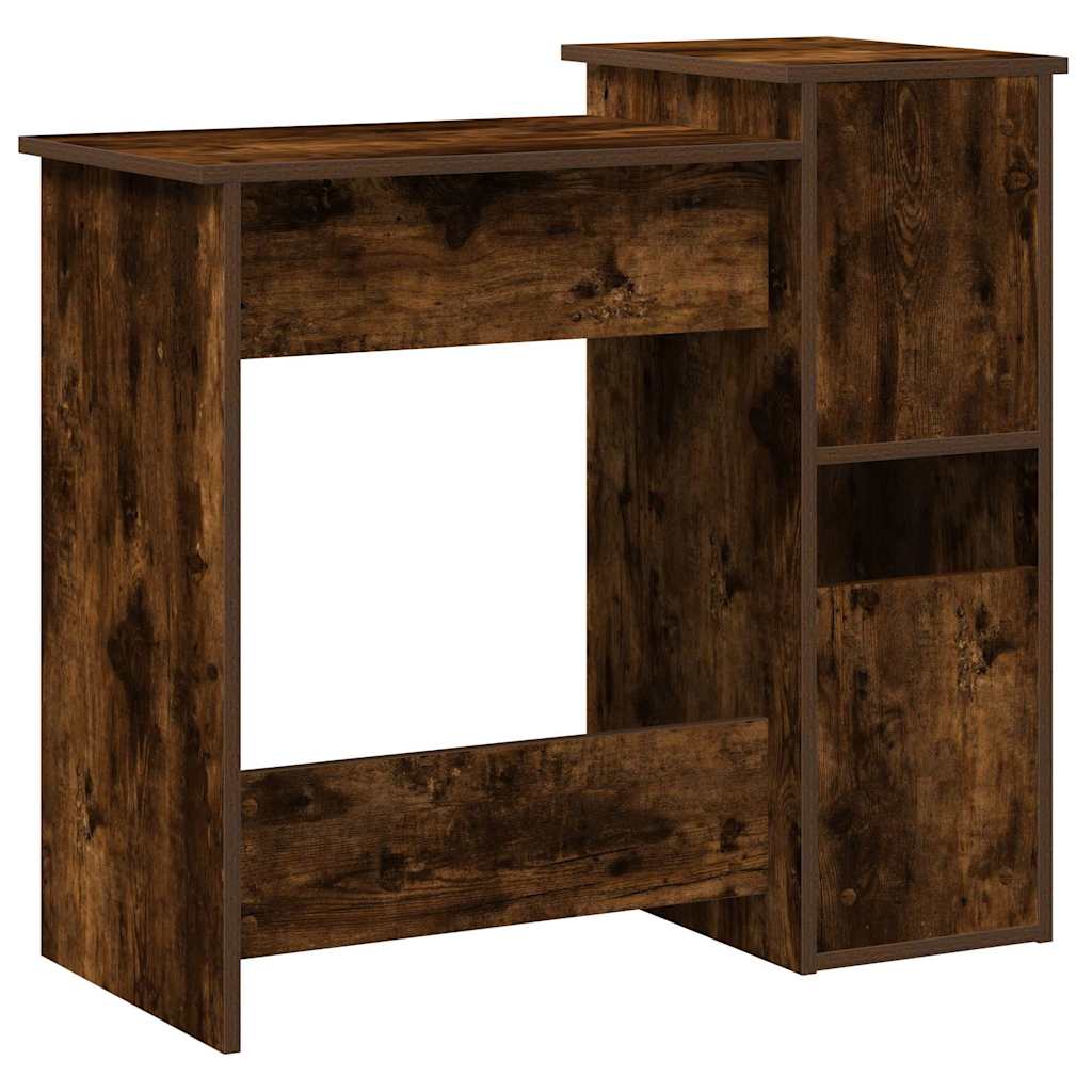 Desk with Shelves Smoked Oak 84x40x78 cm Engineered Wood