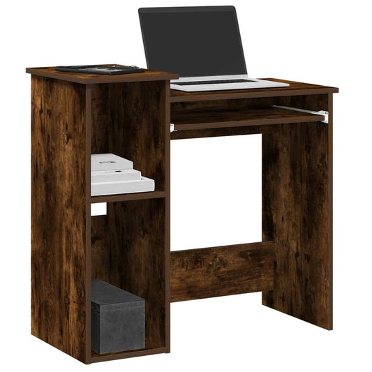 Desk with Shelves Smoked Oak 84x40x78 cm Engineered Wood