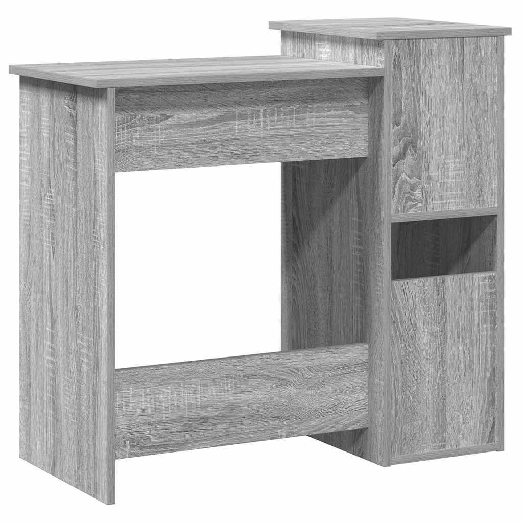 Desk with Shelves Grey Sonoma 84x40x78 cm Engineered Wood